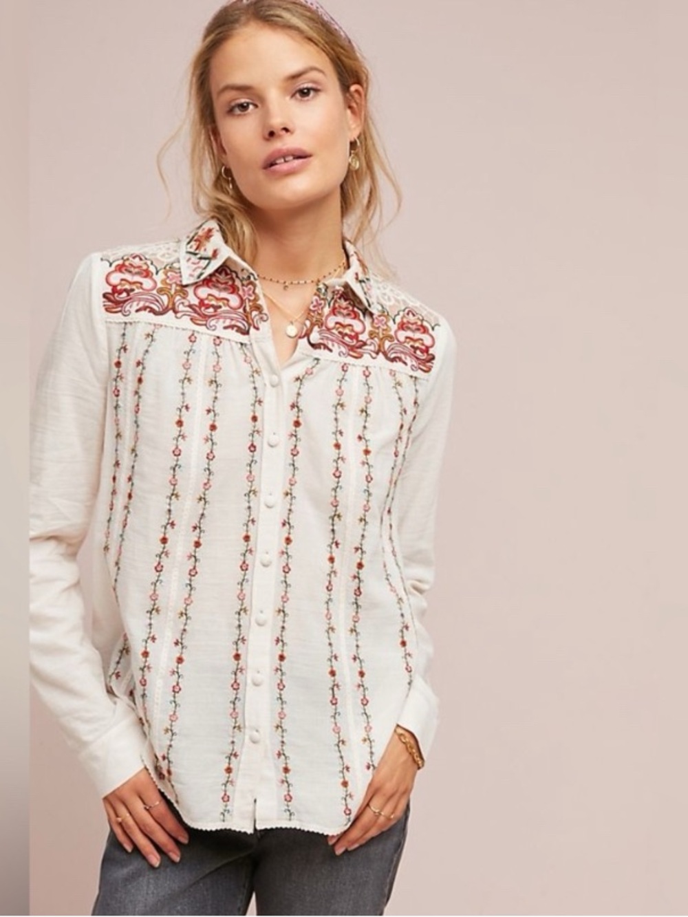 Anthropologie AKEMI + KIN Buillon Embroidered Shirt - 12